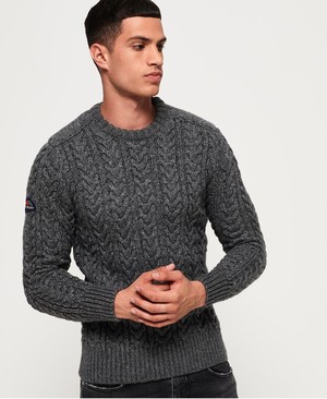 Superdry Jacob Crew Neck Férfi Ugró MélySzürke | JXAGD3689